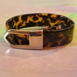 Vintage Tortoise Chrome Buckle Wrap Bracelet Small Wrist